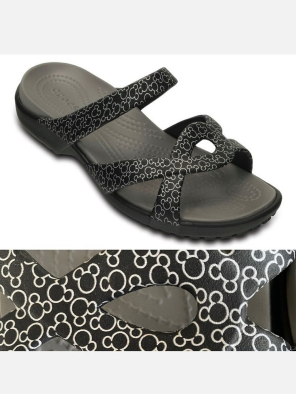 CROCS Womens' Disney Black Meleen Twist Sandals Mickey Mouse Shoes Size W 7